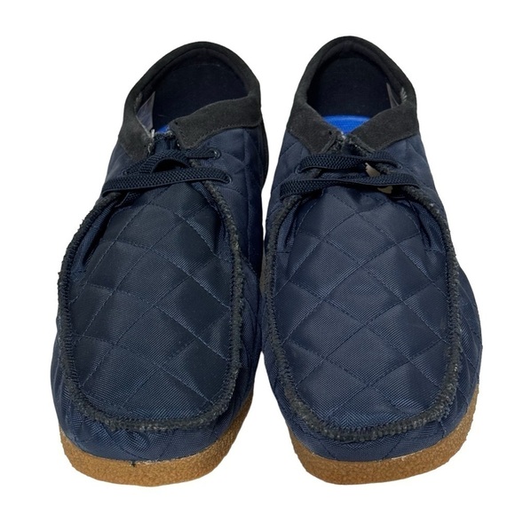 NIB Clarks Shacre II Step Moc Slip-On Suede Textile Loafers Blue Size 12 Wide - Picture 7 of 15